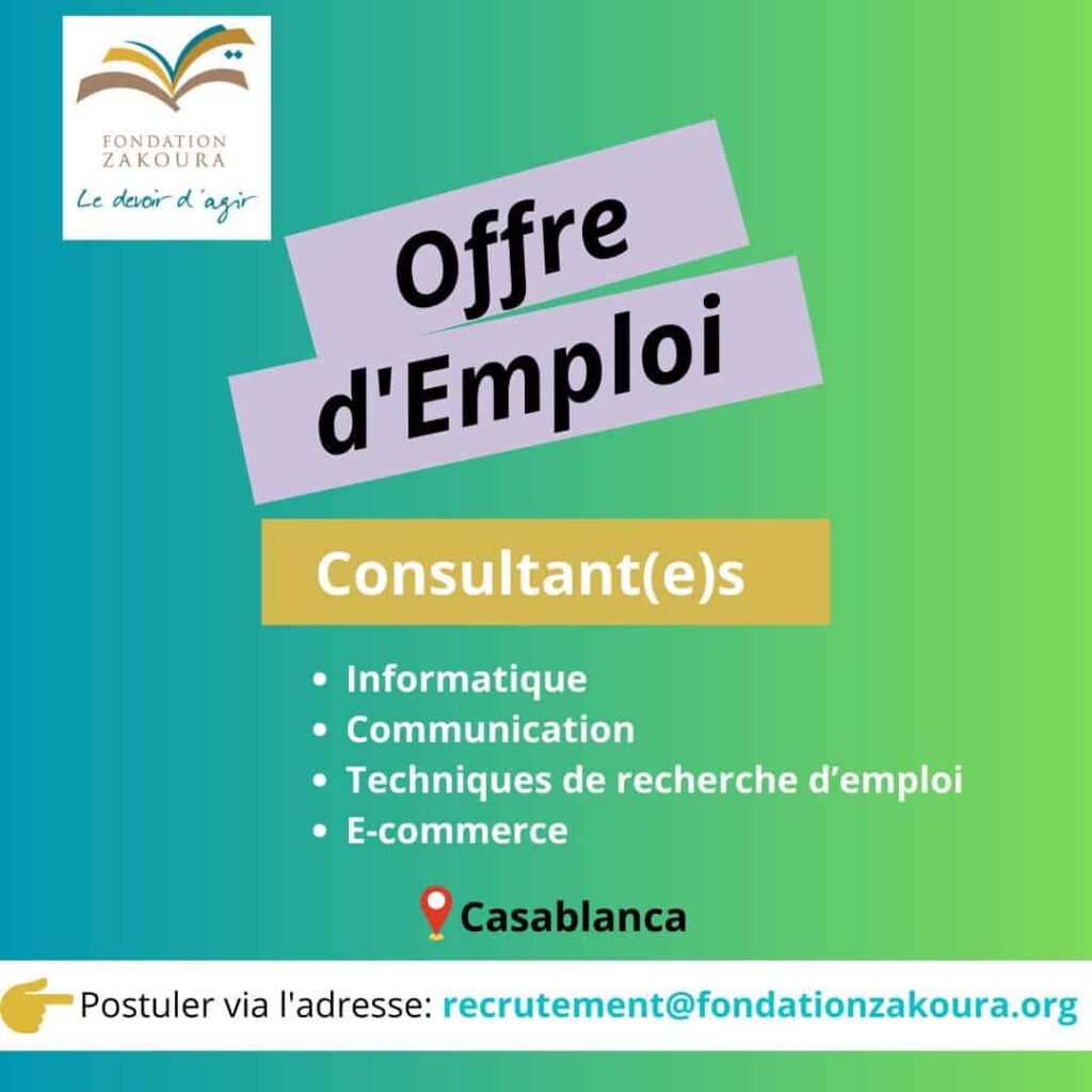 Fondation Zakoura Recrute Des Consultants Sur Casablanca